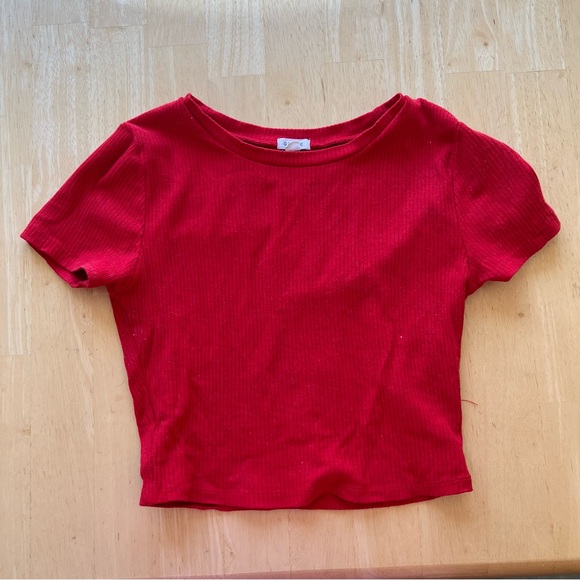 GARAGE Bright red Stormi cropped baby tee - Picture 1 of 6